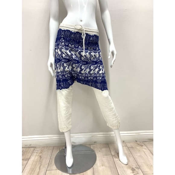 Women’s Gypsy 05 Royal Blue & Ivory Crochet Harem Pants - Picture 2 of 6